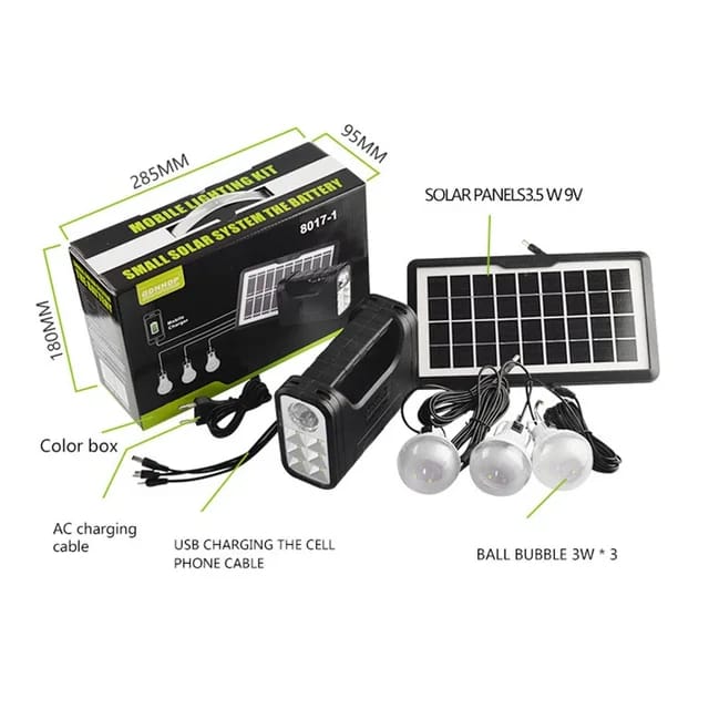 Kit Panel Solar + 3 Bombillos de 6W