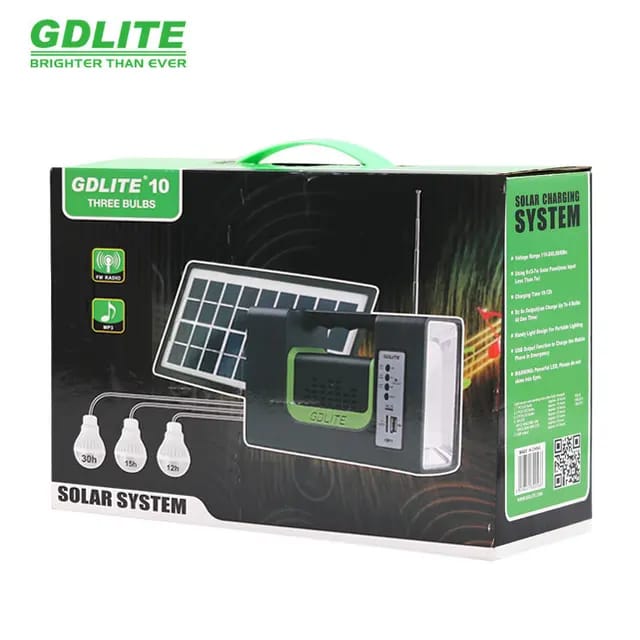 Kit Panel Solar Camping 3 Bombillas Usb Radio Mp3 Linterna  y Bluetooth