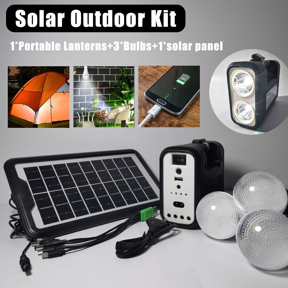 Kit Panel Solar + 3 Bombillos de 6W